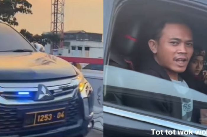 Mitsubishi Pajero Sport berpelat dinas Polri nyalakan strobo dan sirene usit mobil lain saat macet, pengemudi tampak mencurigakan