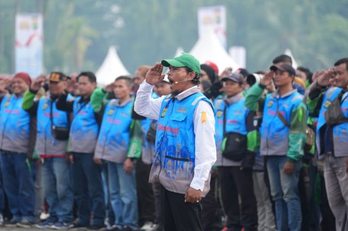 Apel Ojol Kamtibmas atau Ojol Informan Polisi di lapangan Monas, Gambir, Jakarta Pusat, (20/10/25)