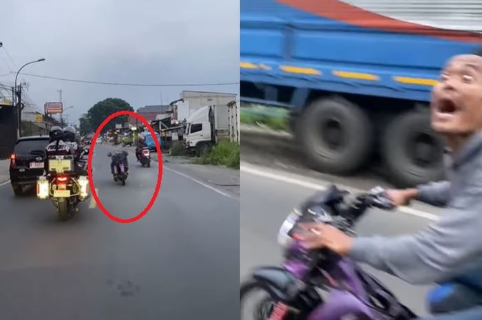 Viral aksi pengendara Suzuki Satria FU barong melotot usai diperingatkan karena ugal-ugalan