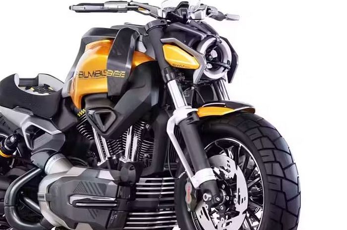 penampakan moge V-Twin SYM Bumblebee Concept yang punya tampilan mirip Transformers