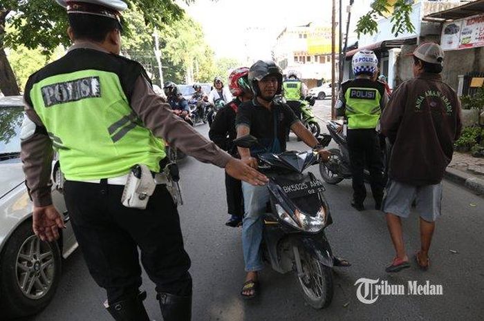 Razia kendaraan oleh Polisi di Medan, Sumatera Utara