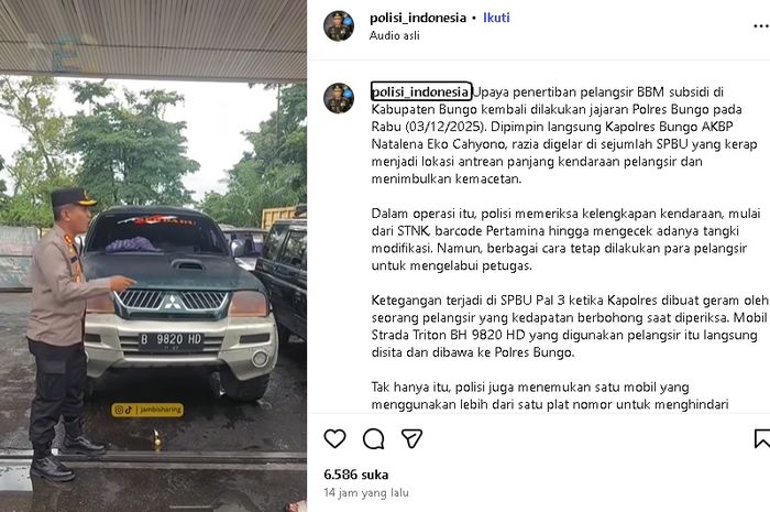 Kapolres ngamuk di SPBU saat tahu mobil pelangsir BBM keciduk punya pelat ganda