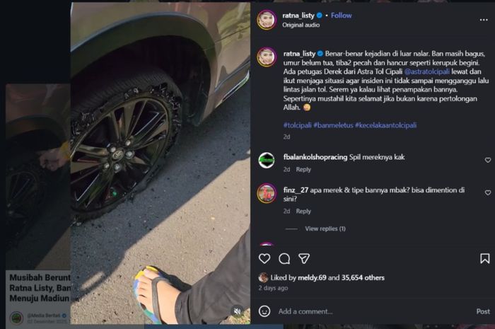 Kondisi ban Goodyear yang mengalami kerusakan 