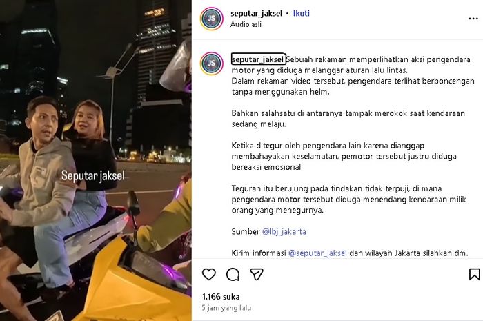 Seorang pemotor ngamuk saat ditegur karena motoran sambil merokok di jalan umum. Endingnya ketebak netizen