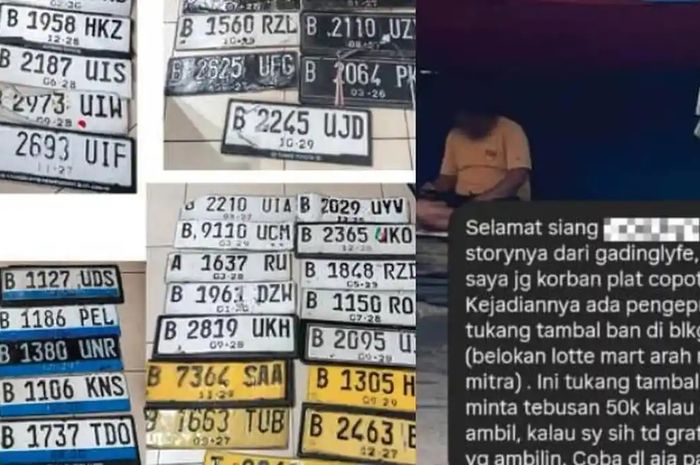 Seorang tukang tambal ban di Kelapa Gading diperiksa Satpol PP setelah memungut pelat kendaraan korban banjir lalu meminta uang sebsar Rp 50.000 jika pemilik ingin mengambil. Aksi tukang tambal ban itu viral di media sosial.    Artikel ini telah tayang di TribunJatim.com dengan judul Tukang Tambal Ban Minta Bayaran Rp 50 Ribu ke Pemilik Kendaraan yang Pelat Nomornya Terbawa Banjir, https://jatim.tribunnews.com/news/529962/tukang-tambal-ban-minta-bayaran-rp-50-ribu-ke-pemilik-kendaraan-yang-pelat-nomornya-terbawa-banjir?page=2. Penulis: Ani Susanti | Editor: Ani Susanti
