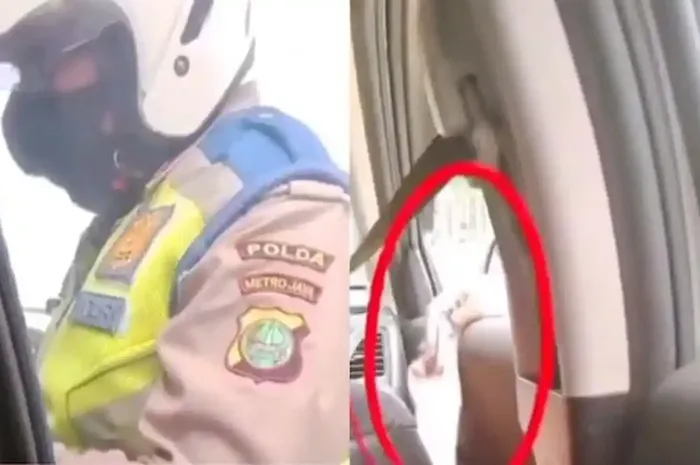 Oknum Polisi Lalu Lintas Ditlantas Polda Metro Jaya yang terekam memalak atau mina pungki ke pengemudi mobil di kawasan Cideng Barat, Jakarta Pusat