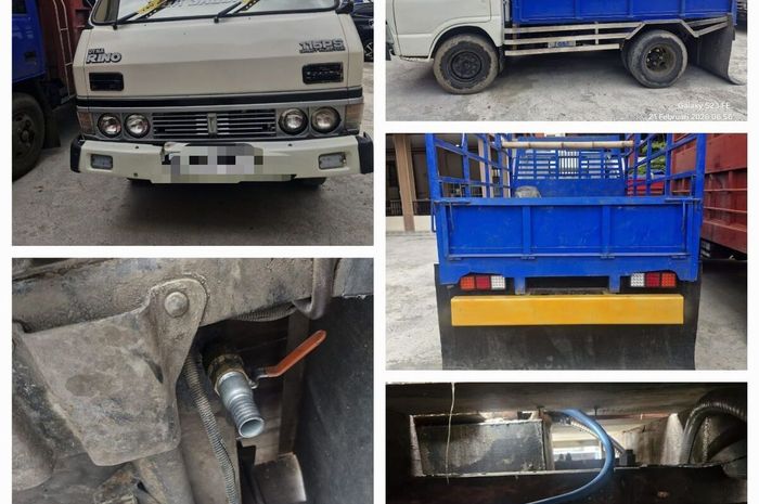 Toyota Dyna Ryno yang dipakai menimbun Solar subsidi dari SPBU di Tana Toraja, Sulawesi Selatan