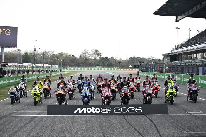 Pembalap MotoGP berpose menjelang MotoGP Thailand 2026 di Sirkut Buriram, Thailand, Kamis (26/2/2026).