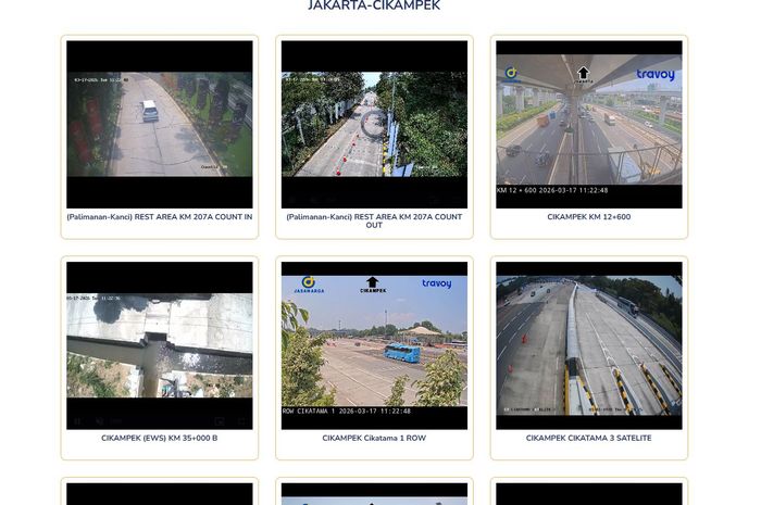 Pantauan CCTV arus lalu lintas di tol Jakarta-Cikampek pukul 11:23 WIB, (17/3/26)