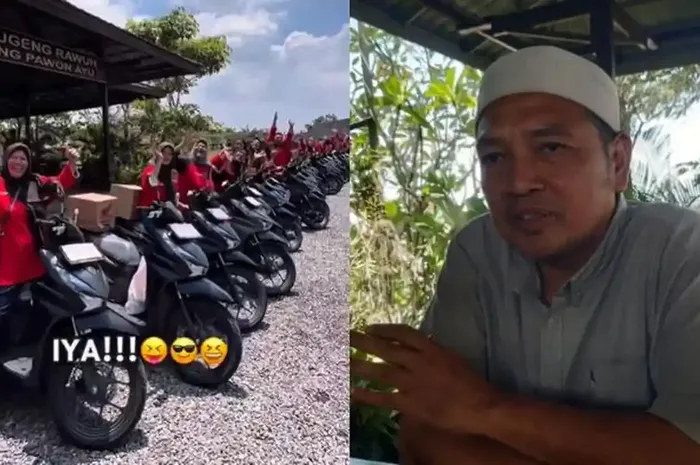 Owner Rumah Makan Pawon Ayu di Sukoharjo, Jawa Tengah, Agung Widiyatmoko beri THR 29 karyawan motor baru Honda BeAT