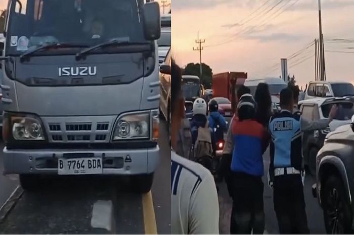 Penyapu uang koin di pantura, Subang, Jawa Barat tertabrak Isuzu Elf yang alami kecelakaan, (24/3/26)
