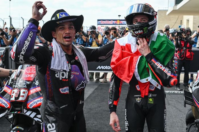 Duo Aprilia Jorge Martin (kanan) dan  Bezzecchi (kiri)