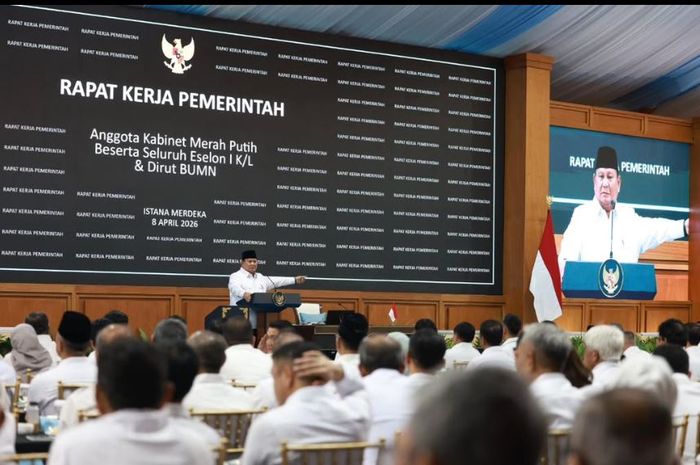 Taklimat Presiden Prabowo Subianto ke seluruh jajaran menteri Kabinet Merah Putih saat Rapat Kerja Pemerintah, (8/4/26)