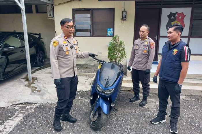 Barang bukti Yamaha NMAX 155 yang diamanan Polsek Mlati dari pelaku penggelapan motor dengan modus ajak mancing teman yang baru dikenal lewat TikTok