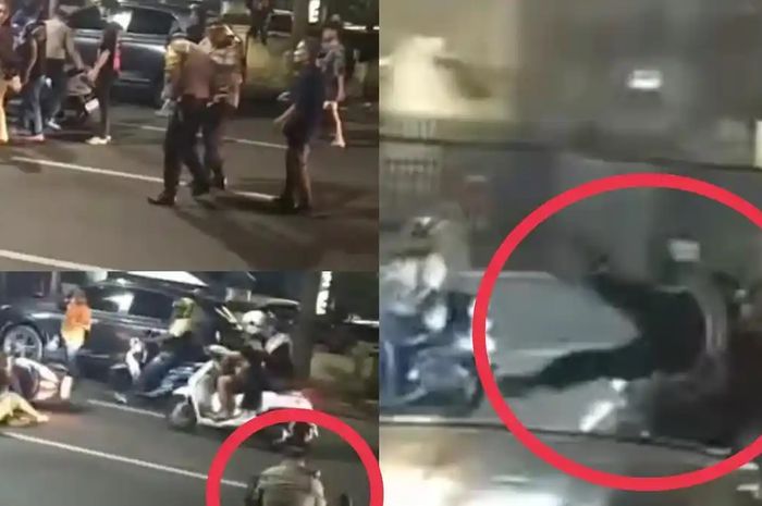 Anggota polisi ditabrak pemotor sampai mental saat gelar razia kendaraan di Makkasar