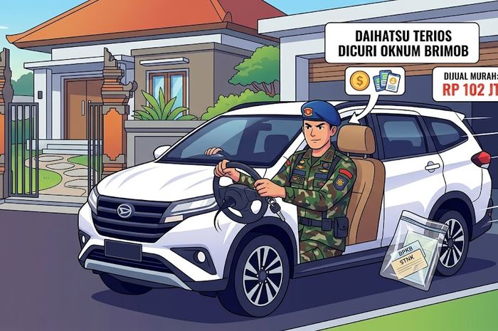 Ilustrasi oknum anggota Brimob Polda Bali mencuri Daihatsu Terios lalu menjualnya murah Rp 102 juta