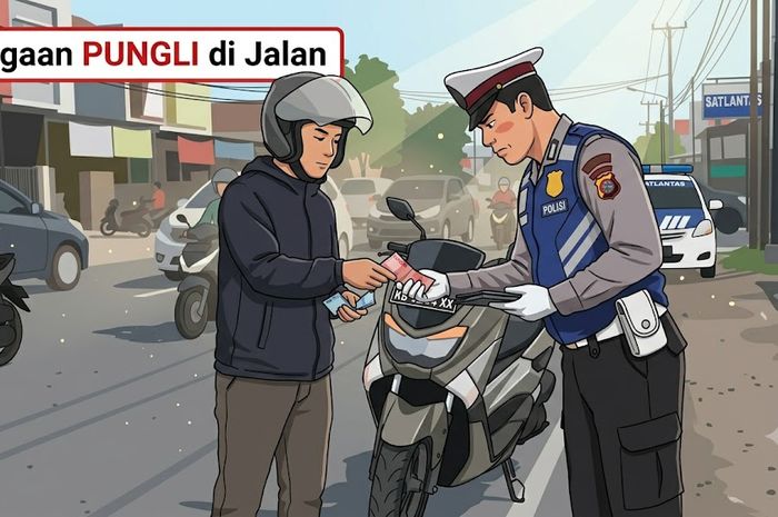 Ilustrasi oknum Polisi anggota Satlantas Polresta Pontianak melakukan pungli saat memberi tilang pengendara di jalan