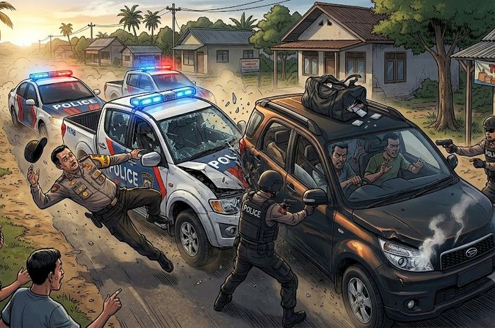 Ilustrasi penangkapan jaringan narkoba yang menaiki Daihatsu Terios hitam di Way Kanan, Lampung namun berhasil lolos setelah menabrak mobil patroli hingga membuat tubuh Kapolsek Baradatu, AKP Sunaryo terpental
