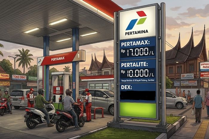 Ilustrasi harga resmi Pertamax di kota Padang, Sumatera Barat per 10 Juni 2026 menjadi Rp 17.000 per liter