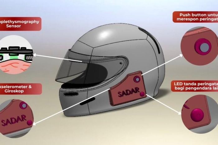 SADAR Helmet yang dikembangkan mahasiswa ITB yang tergabung dalam Tim iConic karena bisa deteksi microsleep pengendara sebelum terjadi kecelakaan