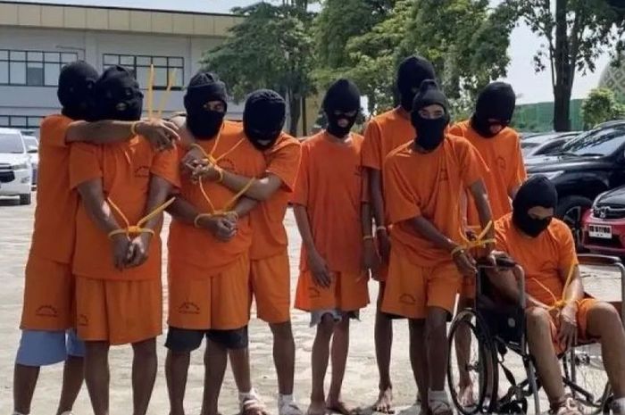 Para pelakju jaringan begal dan maling motor lintas wilayah yang berhasil ditangkap Ditreskrimum Polda Riau