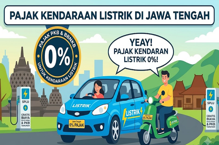 Ilustrasi pajak kendaraan listrik di Jawa Tengah tetap nol persen