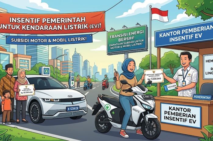 Ilustrasi insentif pemerintah untuk motor listrik dan mobil listrik