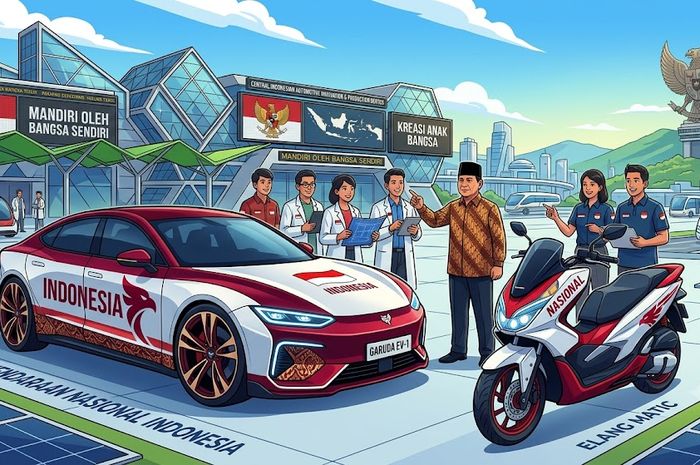 Ilustrasi mobil dan motor nasional buatan asli Indonesia yang dicita-citakan Presiden Prabowo Subianto