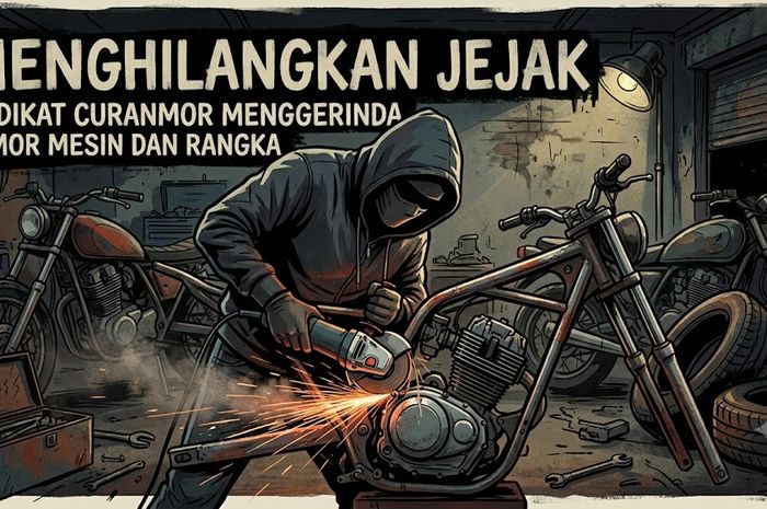 Ilustrasi sindikat pencurian motor di Banten menghilangkan jejak dengan menggerinda nomor mesin dan nomor rangka