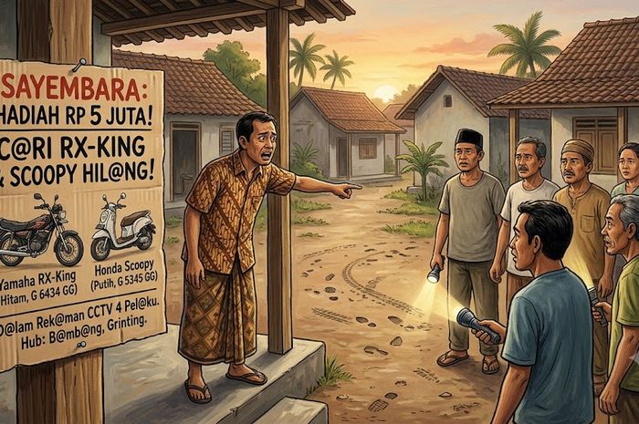 Ilustrasi warga Brebes, Jawa Tengah buat sayembara berhadiah Rp 5 juta untuk cari pelaku dan dua motornya, Yamaha Rx-King dan Honda Scoopy yang hilang dicuri