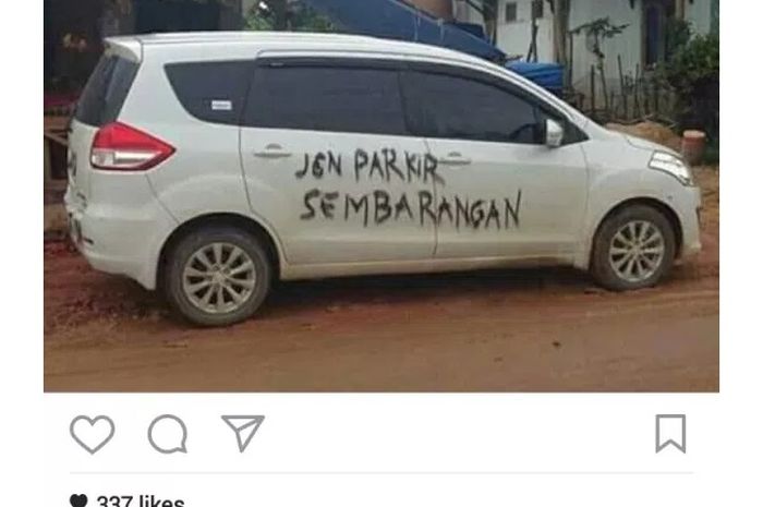 Ertiga kena coret karena parkir sembarangan