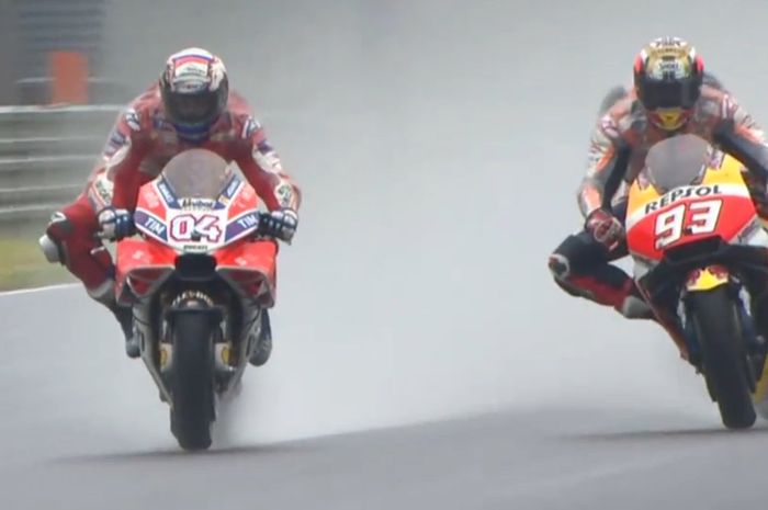 Marc Marquez kesulitan menghadapi trek basah di MotoGP Jepang (15/10)