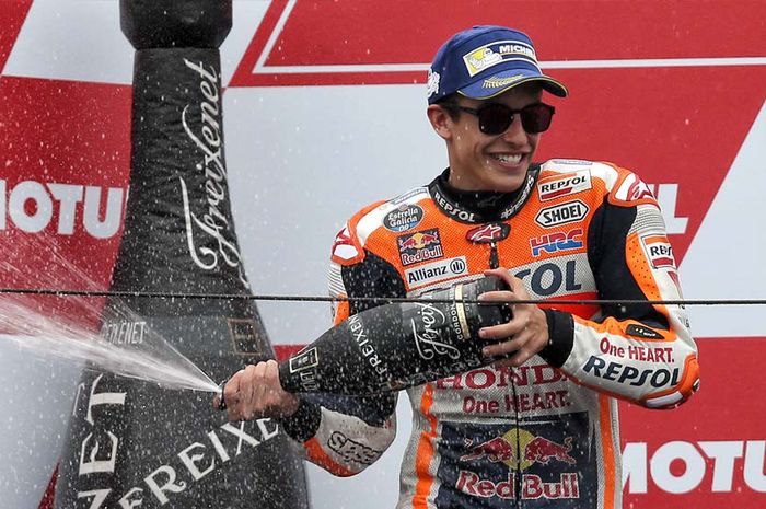 Marc Marqeuz meraih podium kedua di MotoGP Jeoang menggenapken podium ke-100 selama berkarier di MotoGP