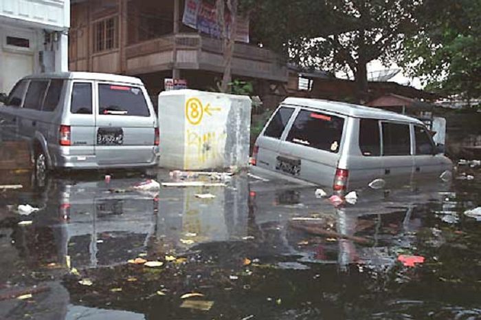 Mobil terendam banjir
