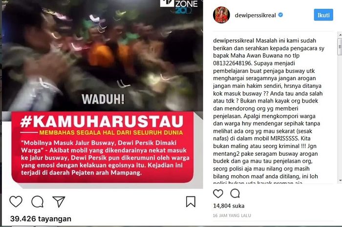 Dewi Perssik klarifikasi kejadian di Pejaten, Jakarta Selatan