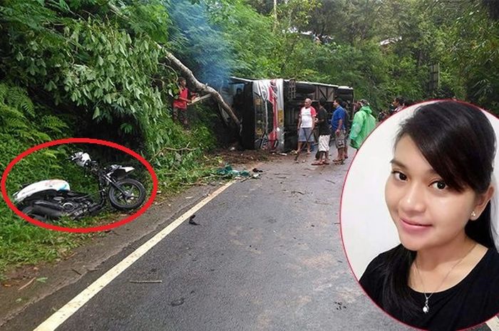 Kecelakaan bus wisata rombongan murid asal Semarang dengan pengendara Honda Scoopy