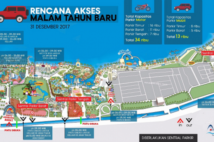 Infografis Parkir Terpusat Taman Impian Jaya Ancol