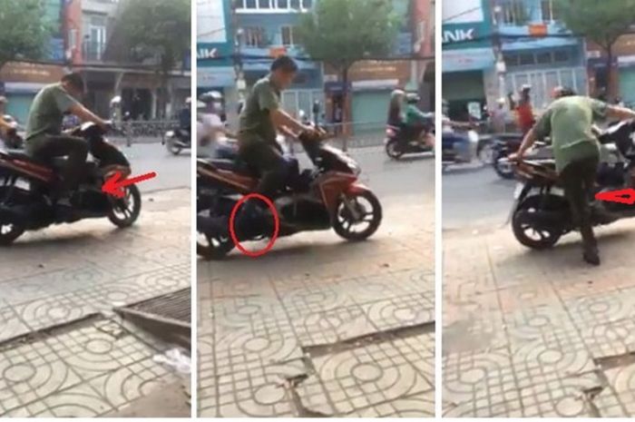 Bukannya kick starter yang diengkol tapi malah pijakan penumpang