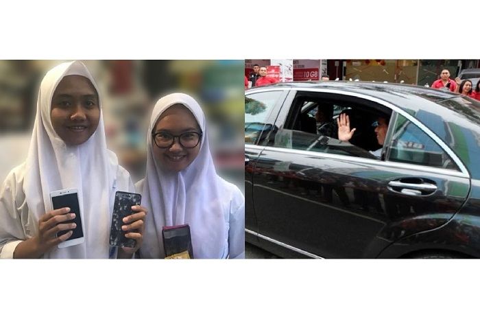 Handphone seorang siswi terlindas mobil kepresidenan