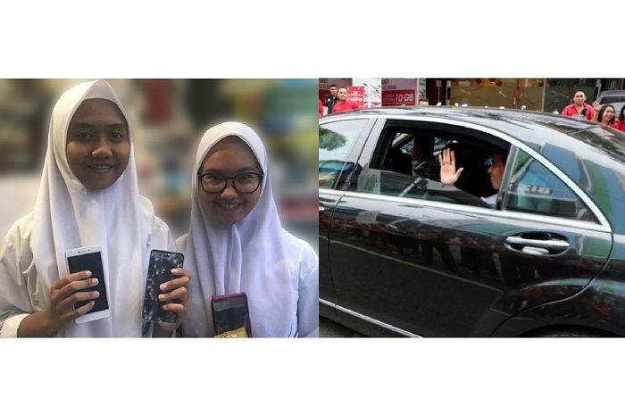 Handphone seorang siswi terlindas mobil kepresidenan