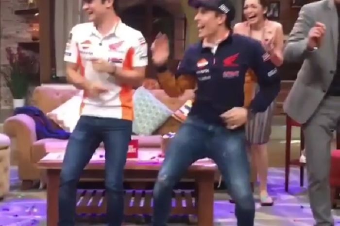 Aksi Gokil Marc Marquez Joget di Salah Satu Stasiun Televisi Swasta
