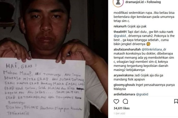 Kisah pria tuna rungu yang ditolak jadi driver ojek online 