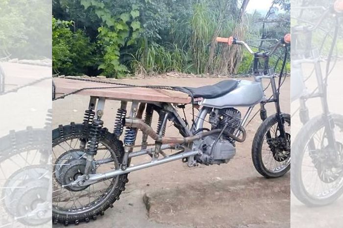 Honda GL 100 pakai 6 shockbreaker