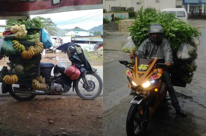 Jualan sayur pakai motor di Papua