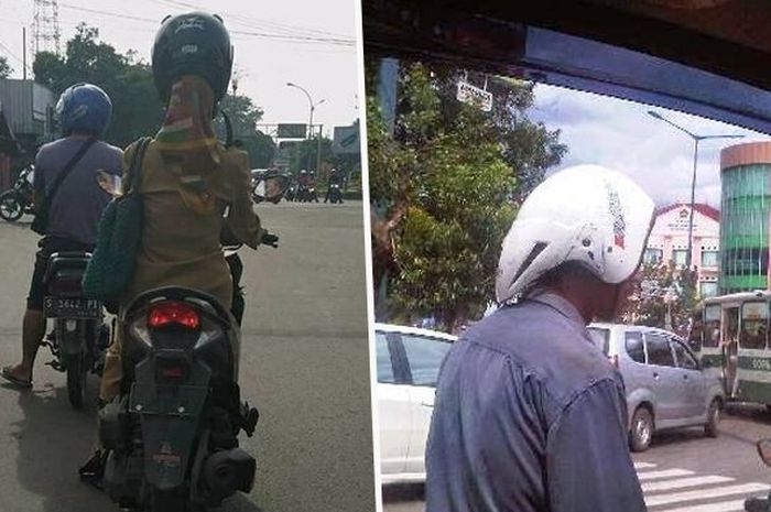 Gaya pakai helm pemotor Indonesia, miris juga lihatnya