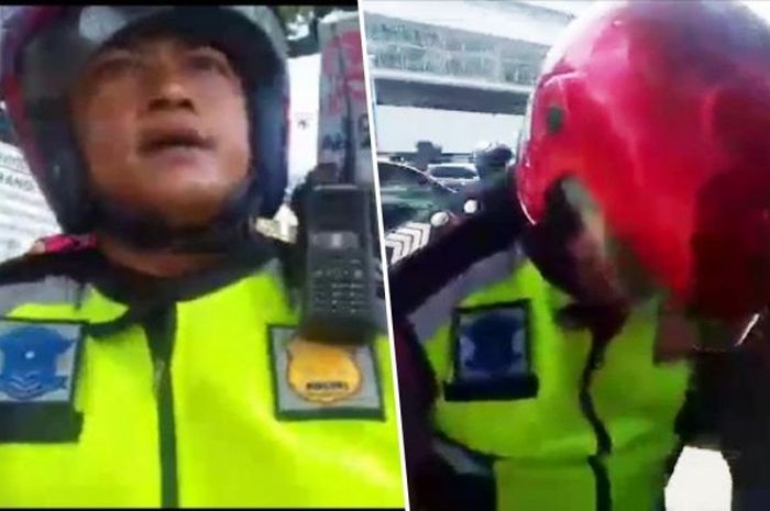 Seorang polisi di Medan tak memberi jawaban saat driver ojol menanyakan mengapa dirinya ditilang, Se