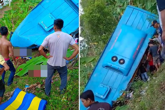 Bus terguling di Sukabumi