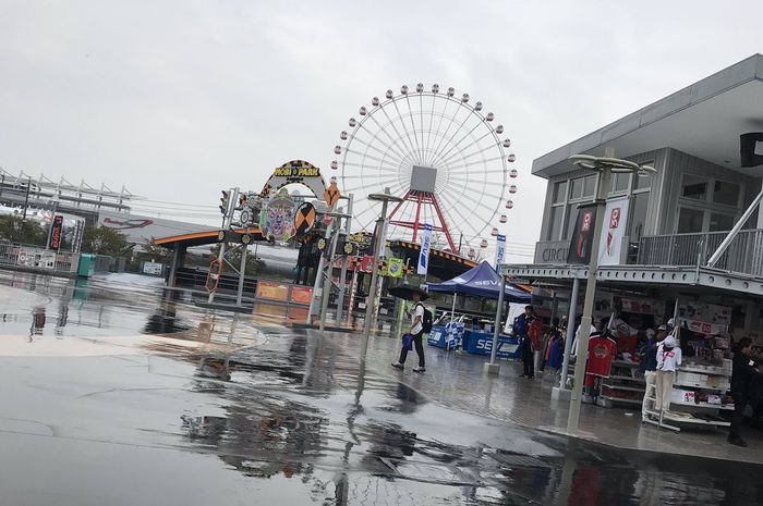 Kondisi sirkuit Suzuka setelah hujan