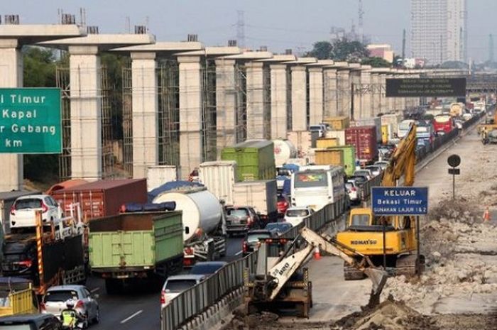 Ilustrasi Pembangunan jalan tol layang Jakarta Cikampek II  menggunakan teknik Sosrobahu