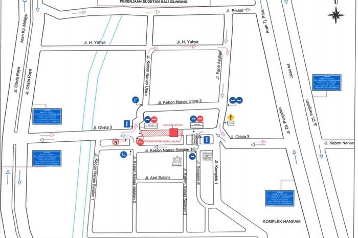 Penutupan pengaturan lalu lintas kali Ciliwung di Jl. Otista 3 Kota Administrasi Jakarta Timur,